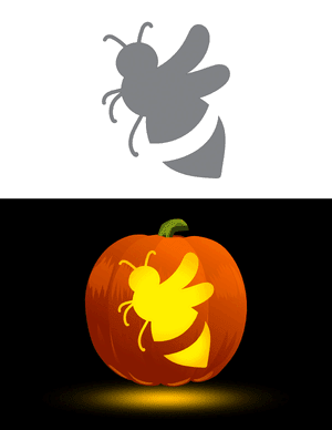 Easy Cartoon Bee Pumpkin Stencil