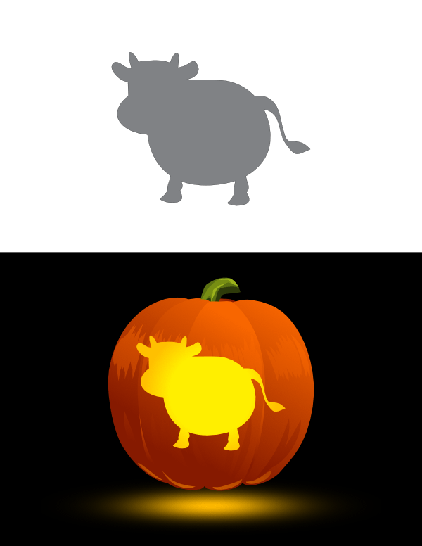 Easy Cartoon Cow Pumpkin Stencil