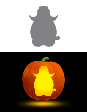 Easy Cartoon Groundhog Pumpkin Stencil