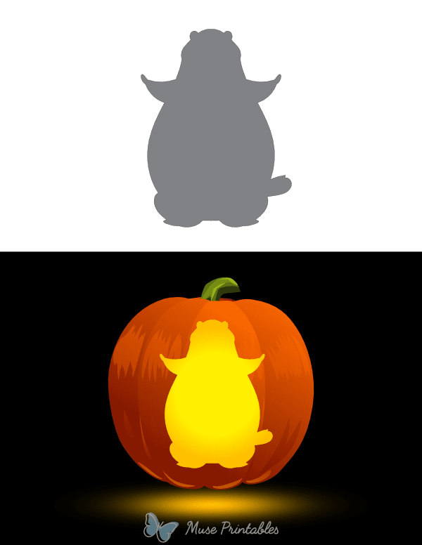 Easy Cartoon Groundhog Pumpkin Stencil