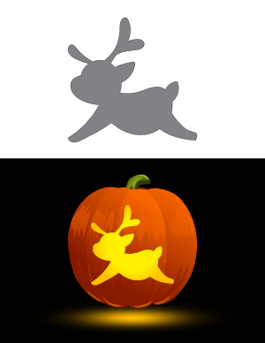 Easy Cartoon Reindeer Pumpkin Stencil