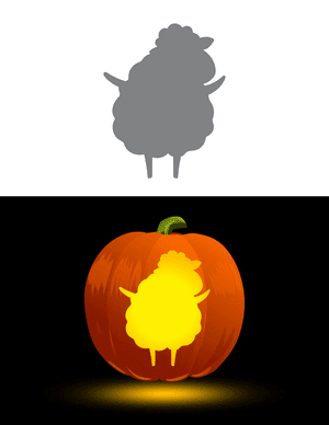 Easy Cartoon Sheep Pumpkin Stencil