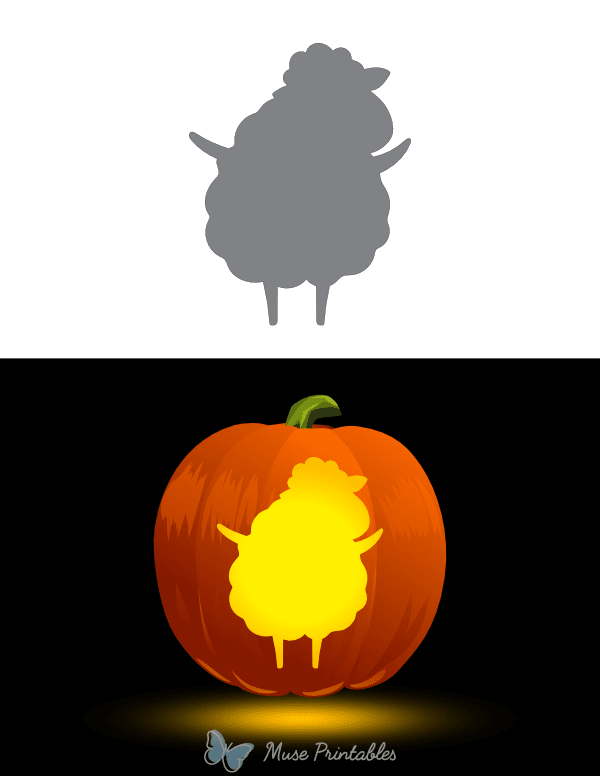 Easy Cartoon Sheep Pumpkin Stencil