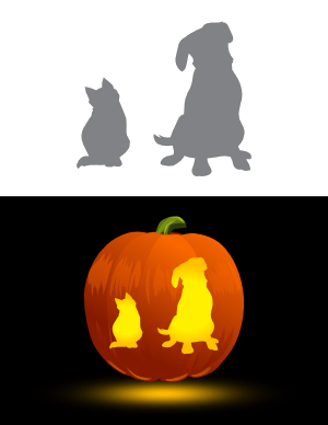 Easy Cat and Dog Pumpkin Stencil