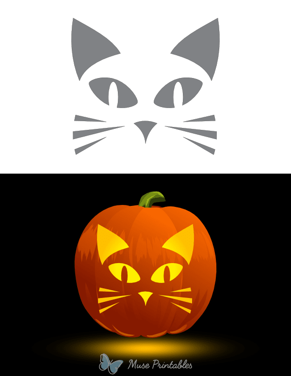 Printable Easy Cat Pumpkin Stencil