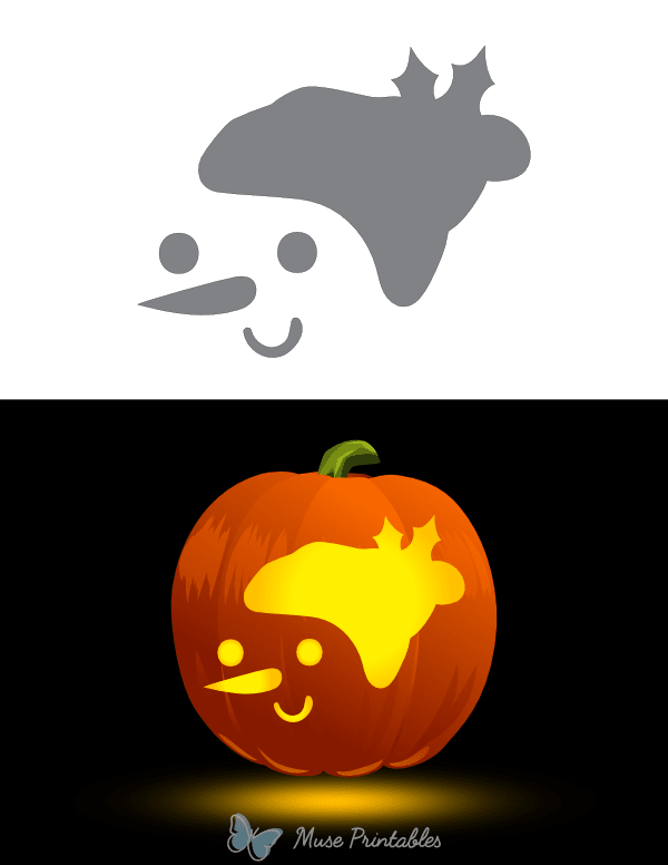 Easy Christmas Snowman Face Pumpkin Stencil