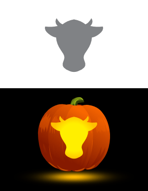 Easy Cow Head Pumpkin Stencil