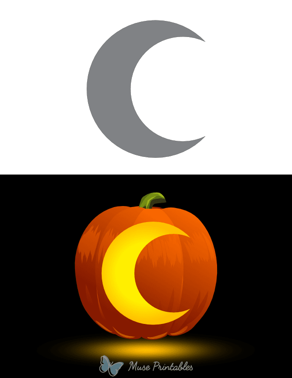 Easy Crescent Moon Pumpkin Stencil