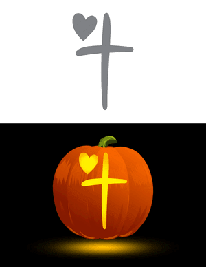 Easy Cross and Heart Pumpkin Stencil