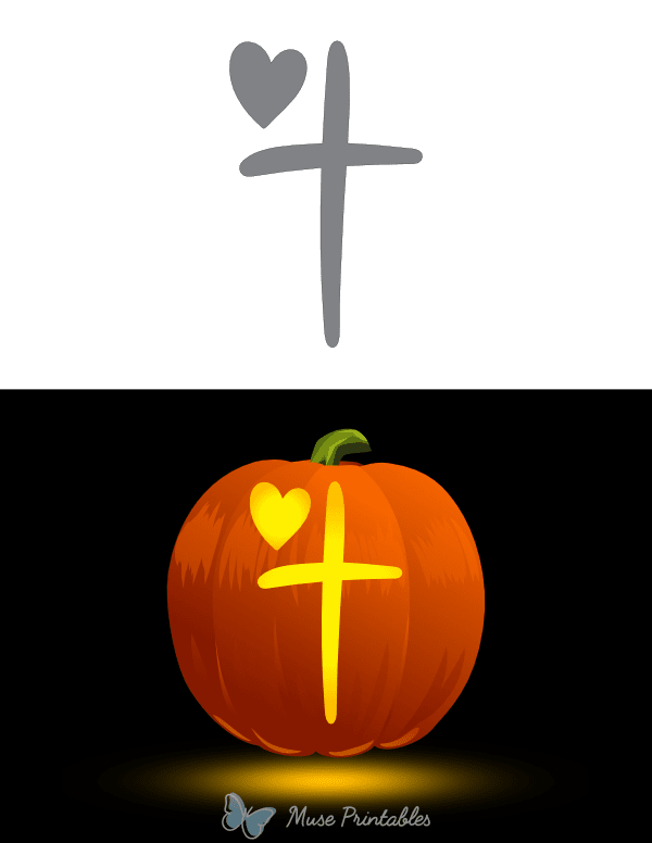 Easy Cross and Heart Pumpkin Stencil