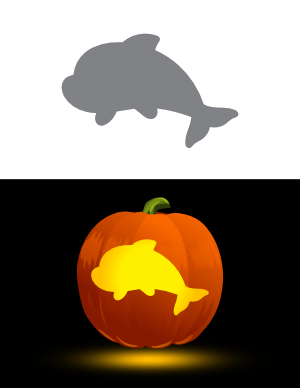 Easy Cute Dolphin Pumpkin Stencil