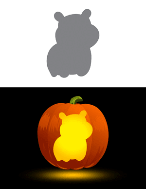 Easy Cute Hippo Pumpkin Stencil