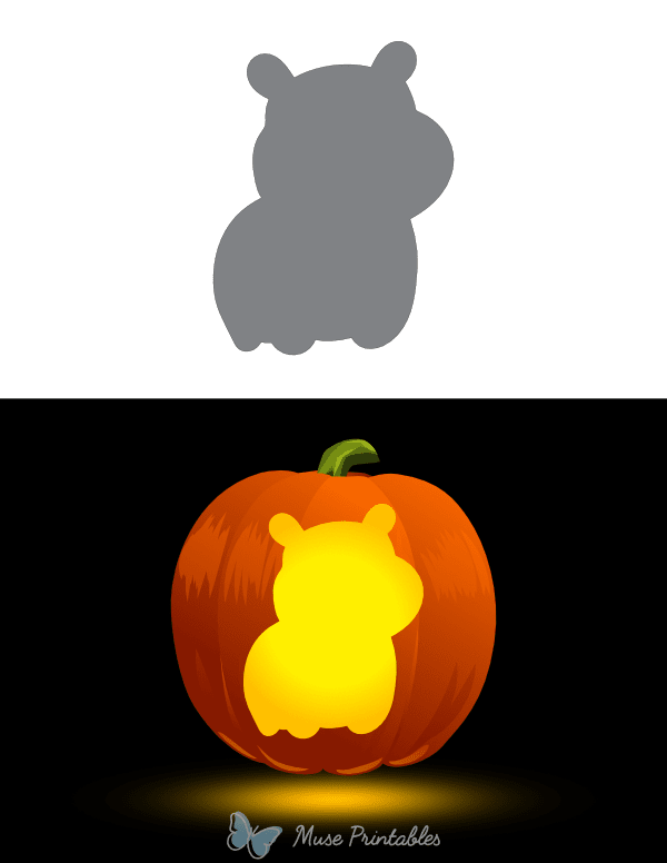 Easy Cute Hippo Pumpkin Stencil