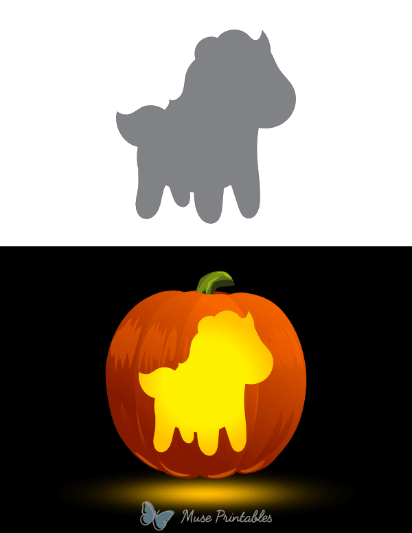 Easy Cute Horse Pumpkin Stencil