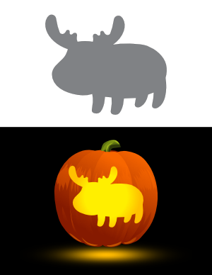 Easy Cute Moose Pumpkin Stencil