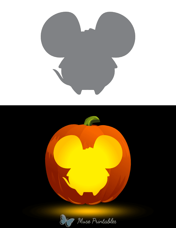 Easy Cute Mouse Pumpkin Stencil