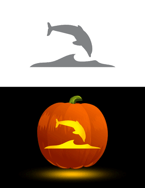 Easy Dolphin and Ocean Wave Pumpkin Stencil