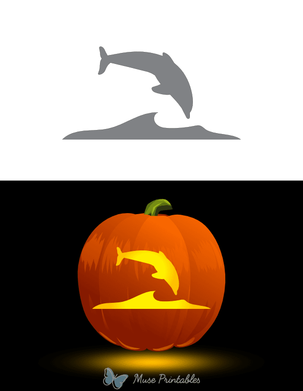 Easy Dolphin and Ocean Wave Pumpkin Stencil