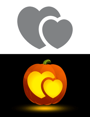 Easy Double Hearts Pumpkin Stencil