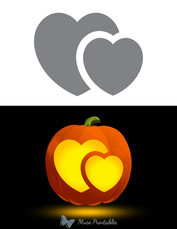 Easy Double Hearts Pumpkin Stencil