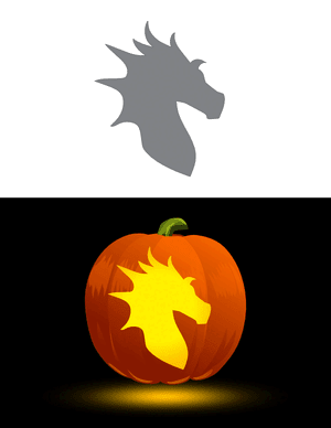 Easy Dragon Head Profile Pumpkin Stencil