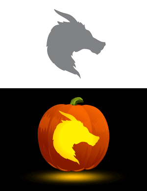 Easy Dragon Head Side View Pumpkin Stencil