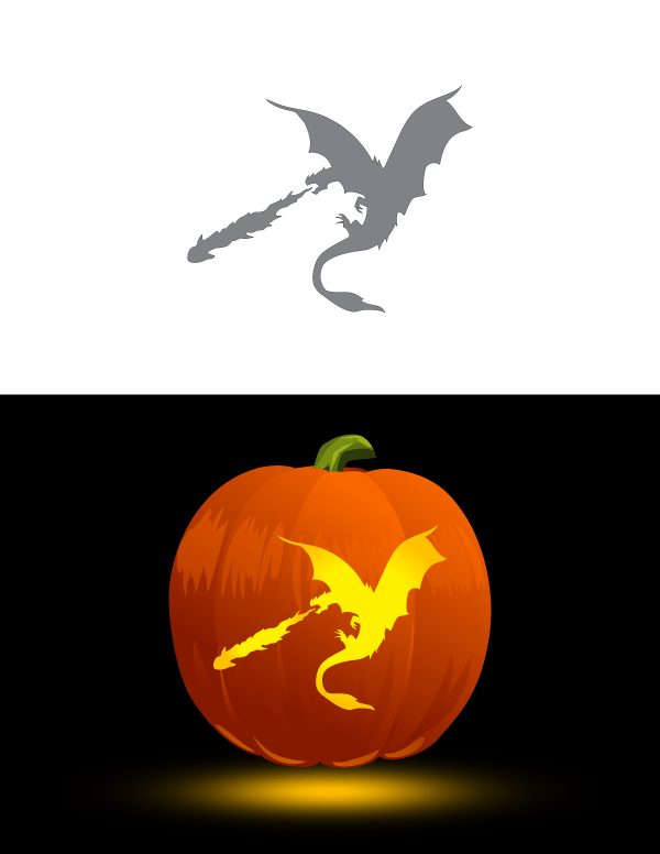 Printable Dragon Pumpkin Stencil