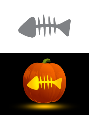 Easy Fish Skeleton Pumpkin Stencil