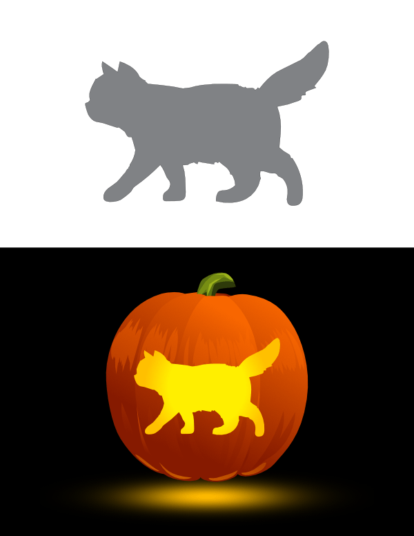 Printable Easy Fluffy Kitten Pumpkin Stencil