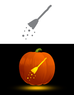Easy Flying Broom Pumpkin Stencil