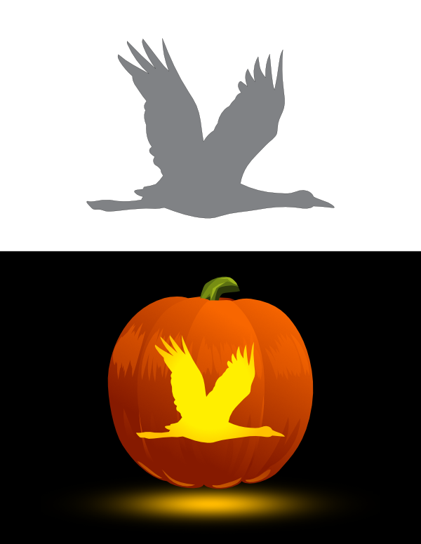 Easy Flying Crane Pumpkin Stencil