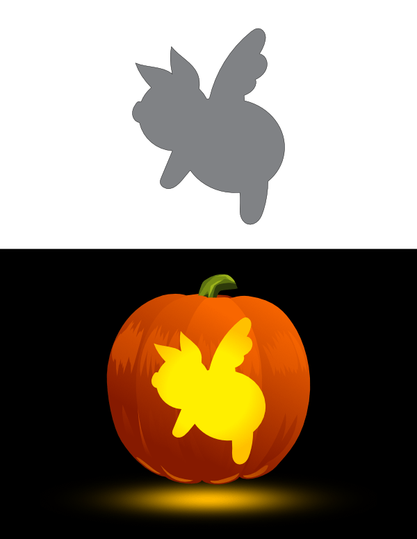 Printable Easy Flying Pig Pumpkin Stencil