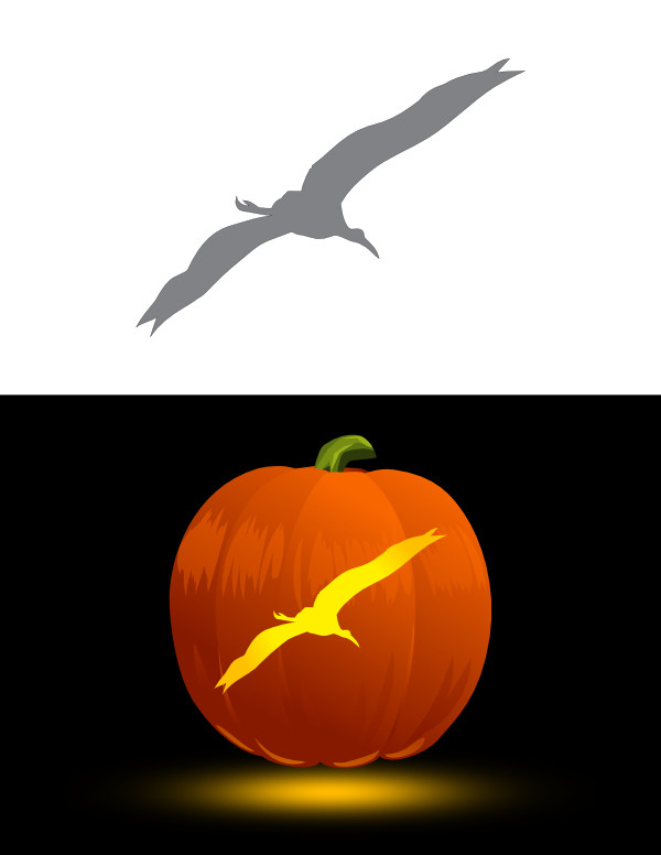 Printable Easy Flying Stork Pumpkin Stencil