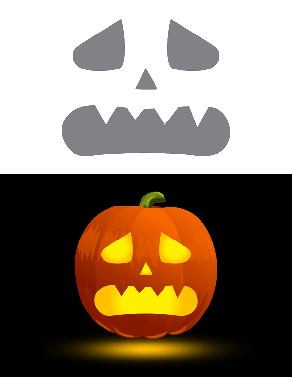 Easy Frightened Face Pumpkin Stencil