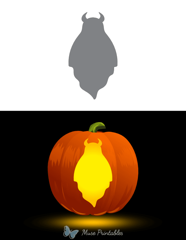 Easy Ghost With Horns Pumpkin Stencil