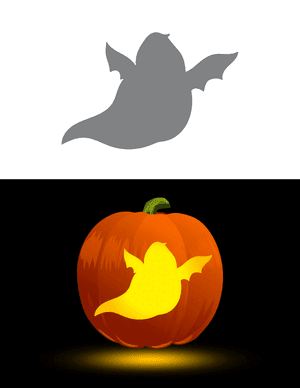 Easy Ghost With Wings Pumpkin Stencil