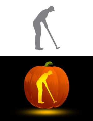 Easy Golfer Pumpkin Stencil