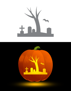 Easy Graveyard Pumpkin Stencil
