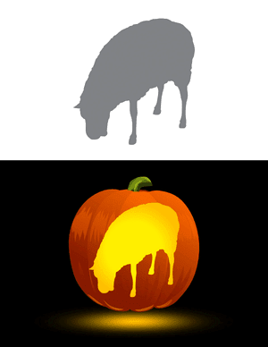 Easy Grazing Sheep Pumpkin Stencil