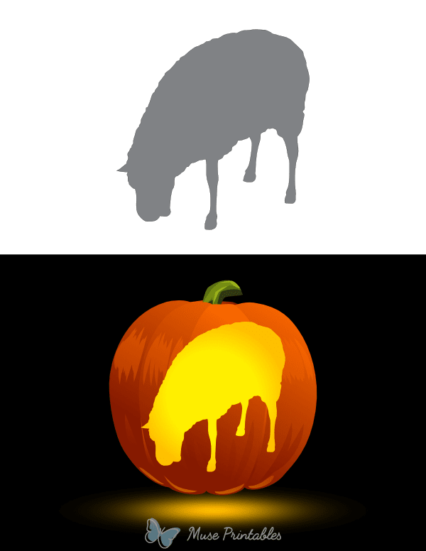 Easy Grazing Sheep Pumpkin Stencil