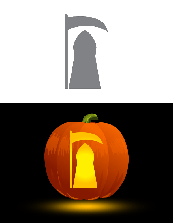 Printable Easy Grim Reaper Pumpkin Stencil