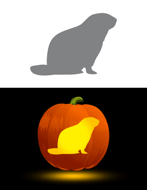 Easy Groundhog Pumpkin Stencil