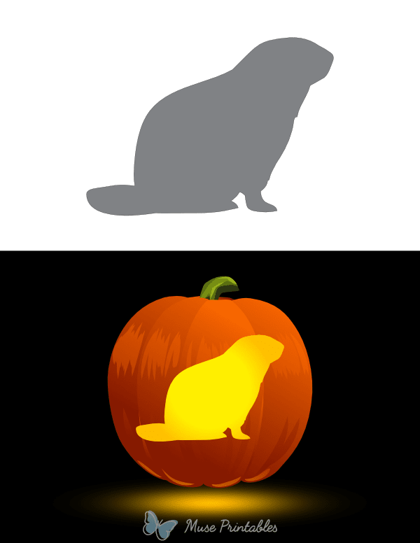 Easy Groundhog Pumpkin Stencil