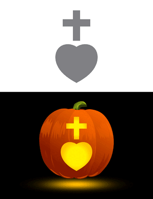 Easy Heart and Cross Pumpkin Stencil