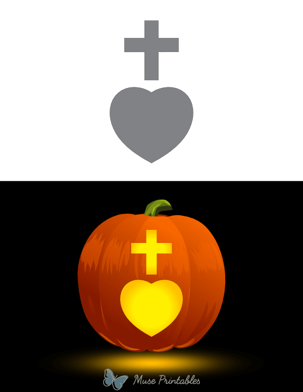 Easy Heart and Cross Pumpkin Stencil
