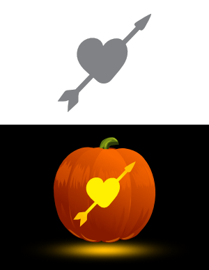 Easy Heart Pierced with Arrow Pumpkin Stencil