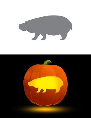 Easy Hippo Side View Pumpkin Stencil