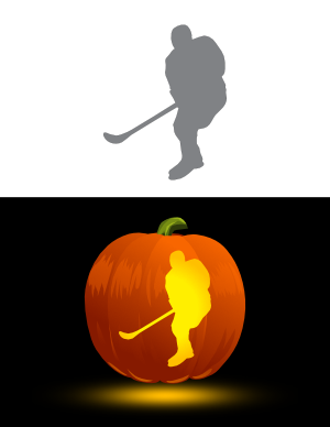 Easy Hockey Player Pumpkin Stencil