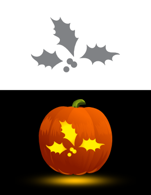 Easy Holly and Ivy Pumpkin Stencil