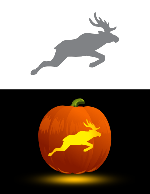 Easy Jumping Moose Pumpkin Stencil
